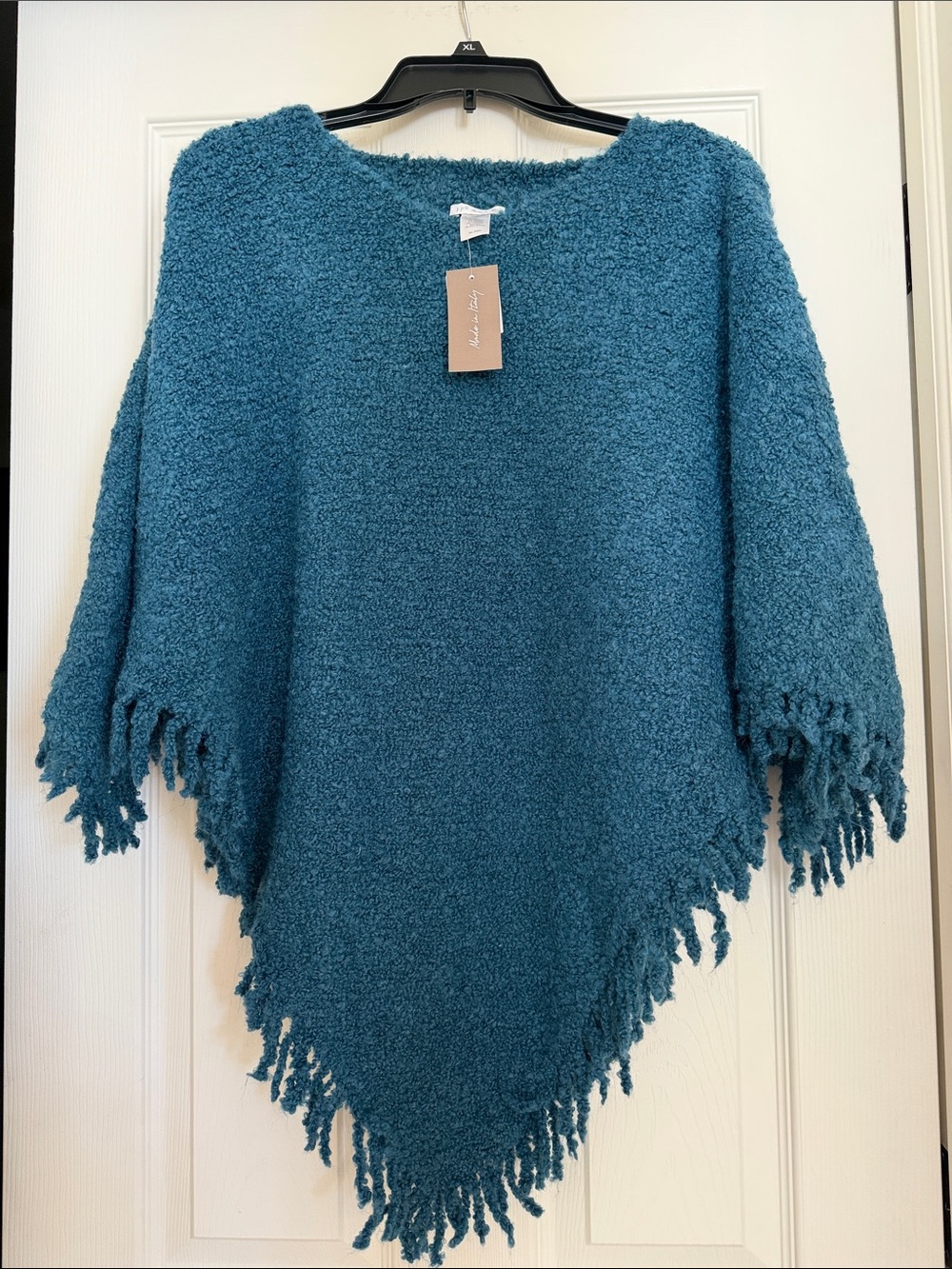 J. Jill Teal Knit Fringe Poncho
